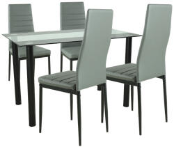 Leziter Set masa dining Leziter Mezza 4+1, gri-negru, masa sticla 120x70 cm (LUA120B_DA258GB_4)