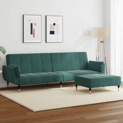 vidaXL Canapea extensibila cu taburet, 2 locuri, verde închis, catifea GartenMobel Dekor (3258153) Canapea