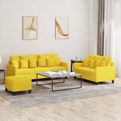 vidaXL Set de canapele cu perne, 3 piese, galben deschis, textil GartenMobel Dekor (3201677) Canapea