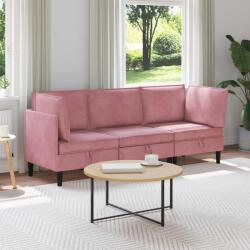vidaXL Set de mobilier pentru living cu perna 3 pcs Roz Catifea GartenMobel Dekor (3413743)
