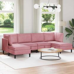 vidaXL Set de mobilier pentru living cu perna 6 pcs Roz Catifea GartenMobel Dekor (3413747)