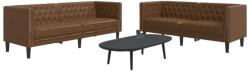 vidaXL Set canapele Chesterfield cu 2 locuri, maro piele întoarsa eco. GartenMobel Dekor (3209280) Canapea