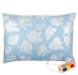 Somnart Perna Somnart 50x70 cm cu pene si puf, bumbac 100%, floral bleu (3122)
