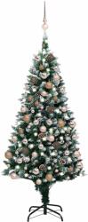 vidaXL Brad Craciun artificial cu LED-uri/globuri/conuri pin 150 cm GartenMobel Dekor (3077616)