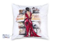 Somnart Perna decorativa pictata manual 40x40 cm din bumbac, model artistic (274)