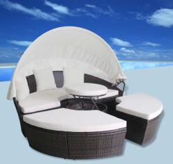 vidaXL Paturi de gradina cu perna Maro Rattan poli GartenMobel Dekor (42578)