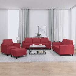 vidaXL Set de canapele cu perne, 4 piese, rosu vin, piele ecologica GartenMobel Dekor (3201748) Canapea