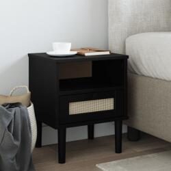 vidaXL Noptiera SENJA, aspect ratan negru, 40x35x48 cm, lemn masiv pin GartenMobel Dekor (358012)