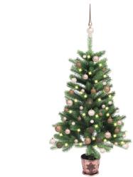 vidaXL Brad Craciun pre-iluminat artificial, set globuri, verde, 90 cm GartenMobel Dekor (3077638)