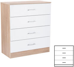 Leziter Comoda Leziter Miami cu 4 sertare, 80x92 cm, alb cu stejar Sonoma (LMK4FFST) Comoda