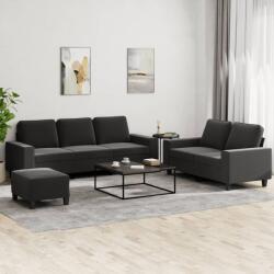 vidaXL Set de canapele, 3 piese, negru, textil GartenMobel Dekor (3201910) Canapea