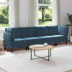 vidaXL Set de mobilier pentru living cu perna 4 pcs albastru Catifea GartenMobel Dekor (3413769)