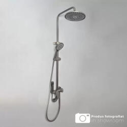 Korman Technik Coloana de dus din inox Gun Grey, 4 functii, cu palarie OD3902 pentru baie (AT1CT-D1OC-RS1S-OD3902)