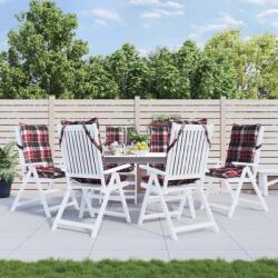vidaXL Perne scaun cu spatar înalt, 6 buc. , rosu carouri textil oxford GartenMobel Dekor (377643)