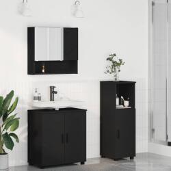 vidaXL Set de mobilier pentru baie 3 pcs Negru Lemn compozit & Metal GartenMobel Dekor (3392944)