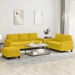vidaXL Set de canapele cu perne, 3 piese, galben, catifea GartenMobel Dekor (3201532) Canapea