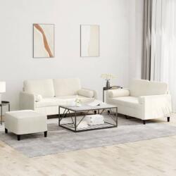 vidaXL Set de canapele cu perne, 3 piese, crem, catifea GartenMobel Dekor (3202012) Canapea