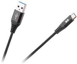 Rebel Cablu USB-A la USB-C Rebel 1 m, nylon împletit, negru (RB-6001-100-B)