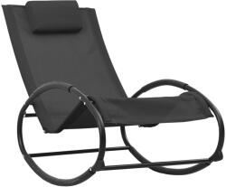 vidaXL Sezlong de plaja cu perna, negru, otel si textilena GartenMobel Dekor (317583)