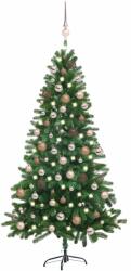 vidaXL Brad Craciun pre-iluminat artificial set globuri, verde, 180 cm GartenMobel Dekor (3077641)