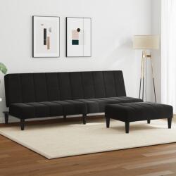 vidaXL Canapea extensibila cu taburet, 2 locuri, negru, catifea GartenMobel Dekor (3258130) Canapea