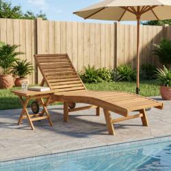 vidaXL Sezlong 2 pcs Maro Lemn solid de tec GartenMobel Dekor (42032682)