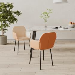 vidaXL Scaune de bucatarie, 2 buc. , crem, textil si piele ecologica GartenMobel Dekor (344750)