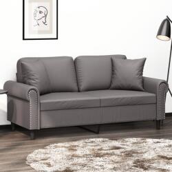 vidaXL Canapea cu 2 locuri cu pernute, gri, 140 cm, piele ecologica GartenMobel Dekor (3200932) Canapea