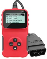 Techstar Dispozitiv de diagnosticare si scanare auto Techstar® V309, OBD2, Citire/ Stergere coduri de eroare, Ecran LCD, Cautare DTC, Portabil, Universal, Rosu /Negru (SKU2808)