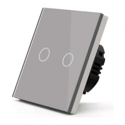 Techstar Intrerupator Touch Techstar®, Sticla Securizata, Design Modern, Iluminare LED, 2 Faze, Gri (SKU2249)