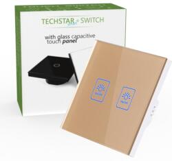 Techstar Intrerupator Touch Techstar® TG02, Sticla Securizata, Design Modern, Iluminare LED, 2 Faze, Auriu (SKU1969)
