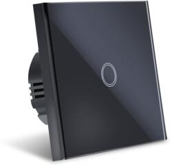 Techstar Intrerupator Touch Techstar®, Sticla Securizata, Design Modern, Iluminare LED, 1 Faza, Negru (SKU1619)