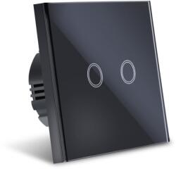 Techstar Intrerupator Touch Techstar®, Sticla Securizata, Design Modern, Iluminare LED, 2 Faze, Negru (SKU1620)