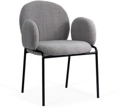  Scaun dining gri din boucle cu cadru negru fix BUC 281