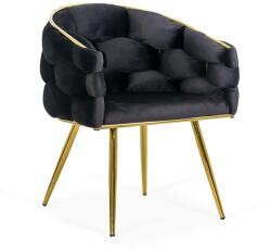  Scaun living negru din catifea cu picioare aurii reglabile BUC 251