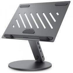Spigen Suport Spigen LD204H pentru laptop max. 15.6", hub integrat 6-in-1: PD-IN 100W, HDMI 4K@60Hz, 2x USB-A 5Gbps, 1x USB-C 5Gbps, Gri Suport laptop