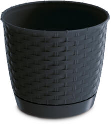 Rattan Art hatású kaspó /antracit 145 mm átmérőjű (DRLO145/S433) (DRLO145-S433)