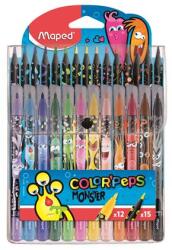 Maped Комплект химикалка и цветен молив, MAPED "ColorPeps Monster" 12+15 различни цвята 984718 (984718)