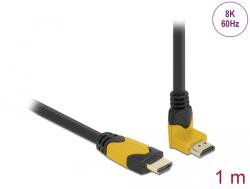 Delock Високоскоростен HDMI кабел с прав конектор - конектор 90, извит нагоре 48 Gbps