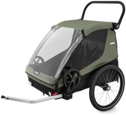 Thule Remorca de bicicleta pentru transport 2 copii, Thule, Courier, Vintage green (TA10102002) - roua