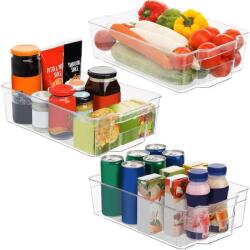 KURTZY Set 3 Organizatoare, Kurtzy, 32, 5 x 21 x 9 cm, din plastic fara BPA, pentru alimente, frigider, casa, Trasparent (5060647241919)