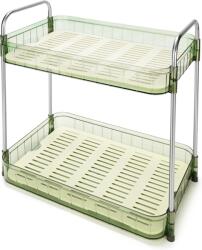 Belle Vous Organizator universal, Belle Vous, 2 niveluri, antiderapant, 38 x 23 x 12 cm, potrivit pentru bucatarie, baie, cosmetica, din plastic, Verde (5061014883176)