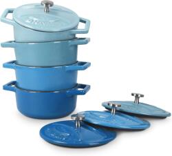 Navaris Set 4 Mini Oale din fonta Navaris, 10.5 cm, 290 ml, pentru cuptor si plita, albastru, 49079.04. 02 (8260001000106)