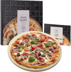Gourmeo Piatra de pizza, Gourmeo, 35 x 1.5 cm, din ceramica corderita, rotunda, pentru cuptor si gratar (4260448130776)