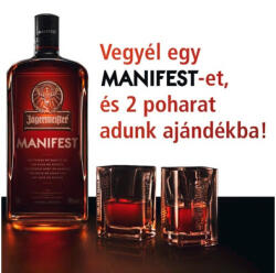 Jägermeister Manifest likőr 1L 38% + 2db ajándék pohár