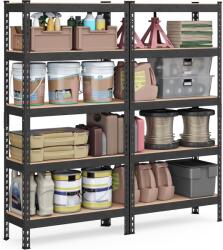 SONGMICS 5 szintes polcrendszer készlet 2 db-os, 30×75×150 cm, fekete (GLR302B01)