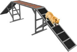 PawHut Rampă de agilitate pentru câini, echipament de agilitate pentru câini, bare de siguranță, suprafață antiderapantă 325x55x69 cm gri | Aosom Romania (D06-259V00GY)