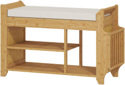HomCom Bancă pentru pantofi cu șezut căptușit Depozitare laterală Raft pentru cizme Cadru din bambus 80x30x50 cm Natural | Aosom Romania (837-737V00ND) Pantofar