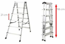 Ztrust scara dubla 2 x 6 trepte | 1, 18 m | Aluminiu (HL1206)