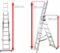 Ztrust scara multifunctionala cu 3 segmente 3 x 7 trepte | 4, 05 m | Aluminiu (TL307)